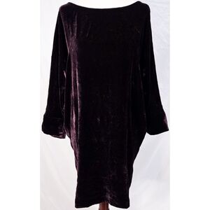 Vince Velvet Dark Purple Tunic Top Shirt Dolman Sleeve Whimsigoth Gothic Witchy